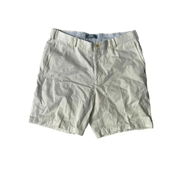 Peter Millar Mens Mid Rise Regular Fit Flat Front Chino Shorts‎ Cream Size 35 - Picture 1 of 3